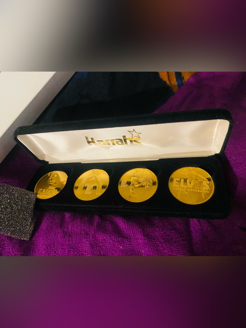 Harrah’s Elvis Coins and Laughlin Purple Souvenir Towel